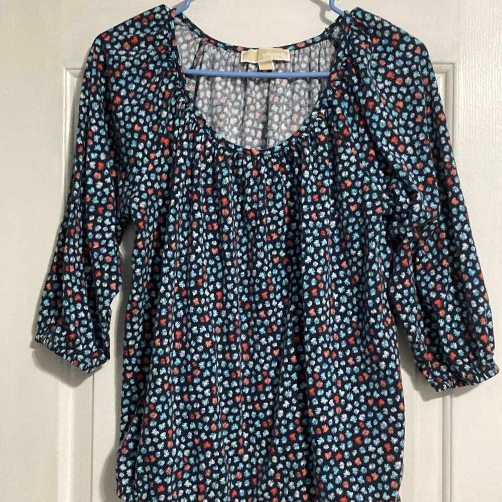MICHAEL Michael Kors Blue and Red Patterned Blouse